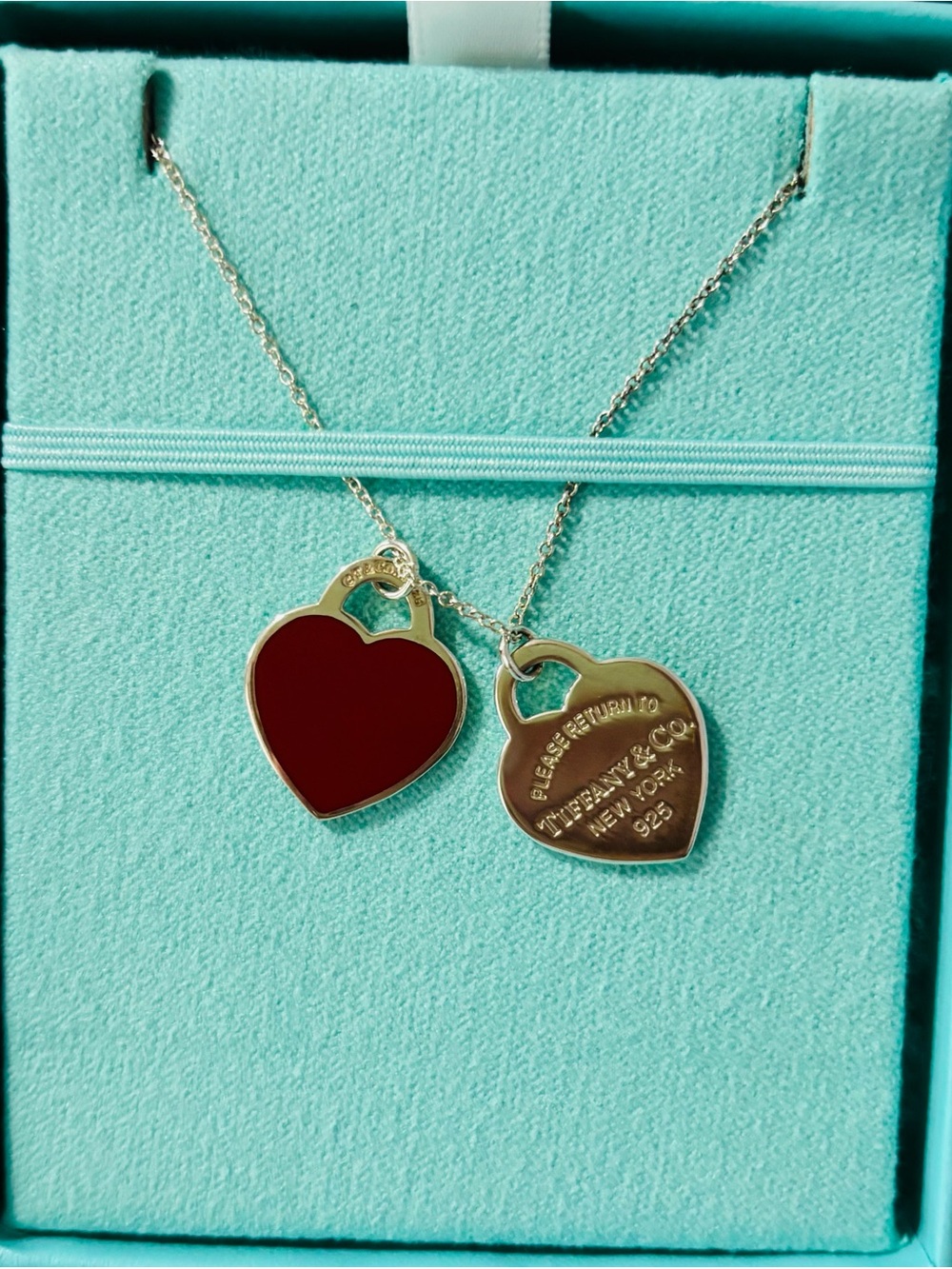 Tiffany & Co. Red Heart Tag Necklace - Sterling Silver